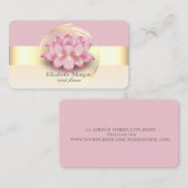 Carte De Visite Elégant Moderne Stripe Lotus Pink Or (Devant / Derrière)