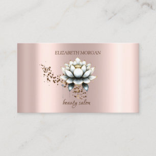 Carte De Visite Élégant Moderne Style Diamants Lotus Blanc