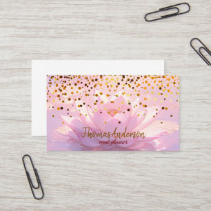 Carte De Visite Élégant Moderne Style Doré Paillettes Lotus
