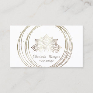 Carte De Visite Élégant Moderne Style Or Cercles Lotus Blanc