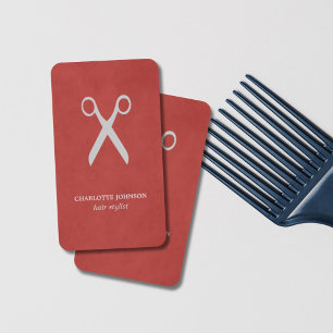 Carte De Visite Élégant moderne Styliste de cheveux rouges texturé