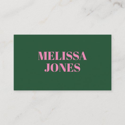 Carte De Visite Élégant moderne vert rose professionnel (Devant)