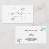 Carte De Visite élégant moderne vert vert eucalyptus vie coach (Devant / Derrière)