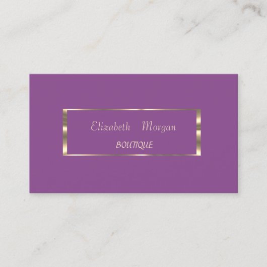 Carte De Visite Élégant, Moderne, Violet, Cadre Or (Devant)