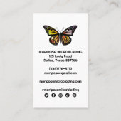 Carte De Visite Elégant Monarch Butterfly Esthetician Beauty Salon (Dos)
