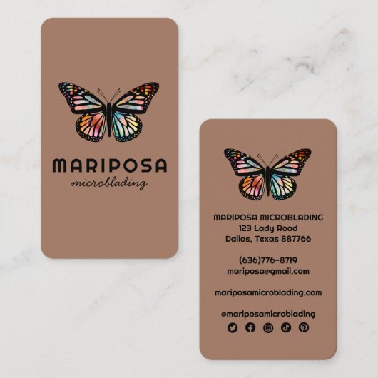 Carte De Visite Elégant Monarch Butterfly Esthetician Beauty Salon (Devant / Derrière)
