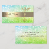 Carte De Visite Élégant moniteur de yoga Bokeh Gold Tree (Devant / Derrière)