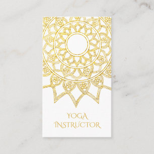 Carte De Visite Élégant moniteur de yoga de Mandala Floral Gold