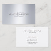 Carte De Visite Élégant Monogram Argent Look Simple Luxe simple (Devant / Derrière)
