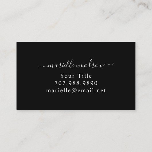 Carte De Visite Élégant Monogram Black Gold Nom de script (Dos)