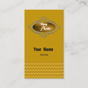Carte De Visite Elégant Monogram Chevron Gold