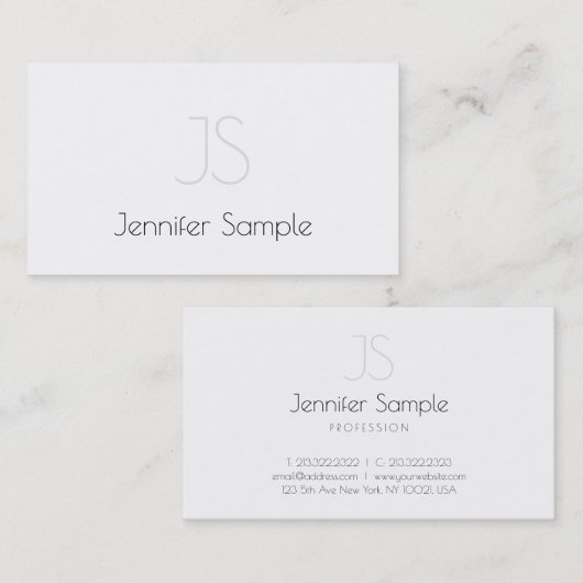Carte De Visite Elégant Monogram Design Elite Sleek Plain Luxe (Devant / Derrière)