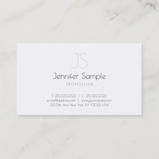 Carte De Visite Elégant Monogram Design Elite Sleek Plain Luxe (Dos)