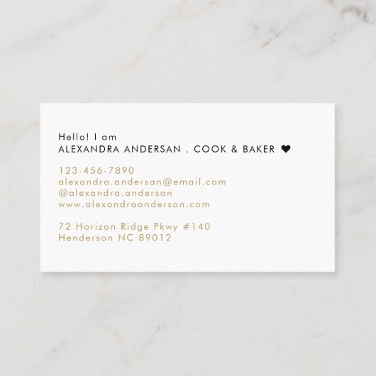 Carte De Visite Élégant Monogram Gold Black Script Nom (Dos)