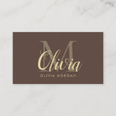 Carte De Visite Elegant monogram logo brown professional (Devant)