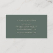 Carte De Visite Elegant monogram logo green professional (Dos)
