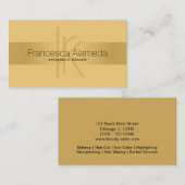 Carte De Visite Élégant Monogram Or Moderne FAUX Golden Striped (Devant / Derrière)