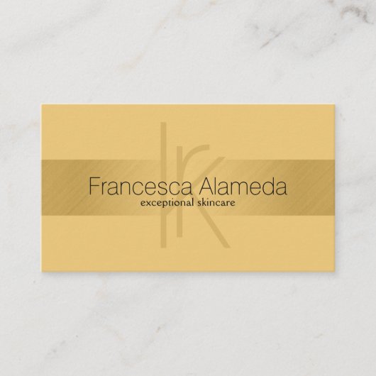 Carte De Visite Élégant Monogram Or Moderne FAUX Golden Striped (Devant)