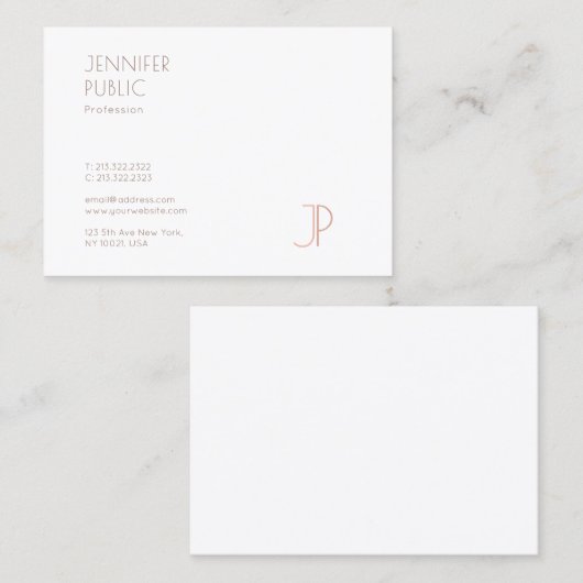 Carte De Visite Élégant Monogram Plain Moderne Design chic Luxe (Devant / Derrière)