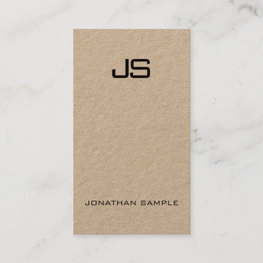 Carte De Visite Élégant Monogram Premium Kraft unique verticale (Devant)
