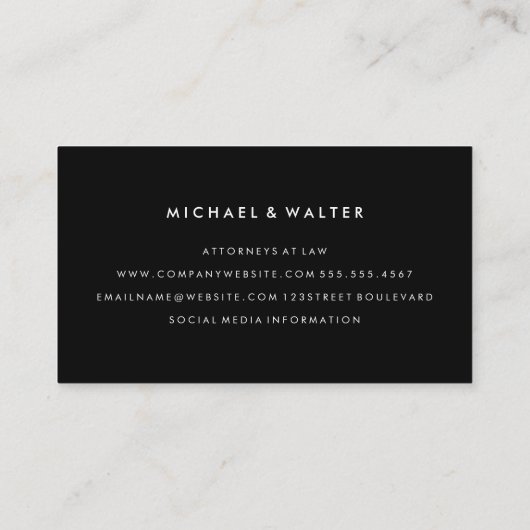 Carte De Visite Élégant Monogram Professional (Dos)