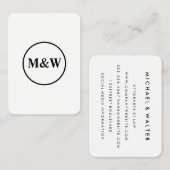 Carte De Visite Élégant Monogram Professional (Devant / Derrière)