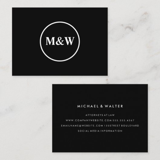Carte De Visite Élégant Monogram Professional (Devant / Derrière)