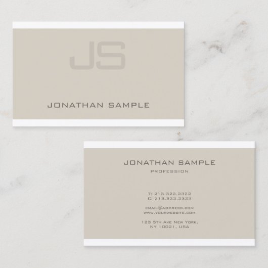 Carte De Visite Élégant Monogram Professional Chic Plain Moderne (Devant / Derrière)