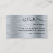 Carte De Visite Élégant Monogram Silver Black Modern Script Nom (Dos)