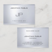 Carte De Visite Élégant Monogramme Argent Look élégant moderne sob (Devant / Derrière)