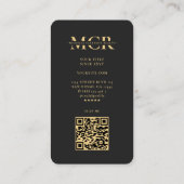 Carte De Visite Élégant Monogramme Black Gold Professionnel Modern (Dos)