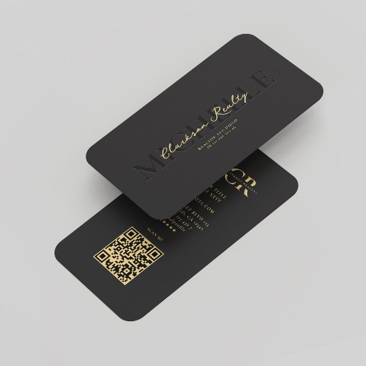 Carte De Visite Élégant Monogramme Black Gold Professionnel Modern