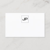 Carte De Visite Élégant Monogramme Black White Plain Professionnel (Dos)