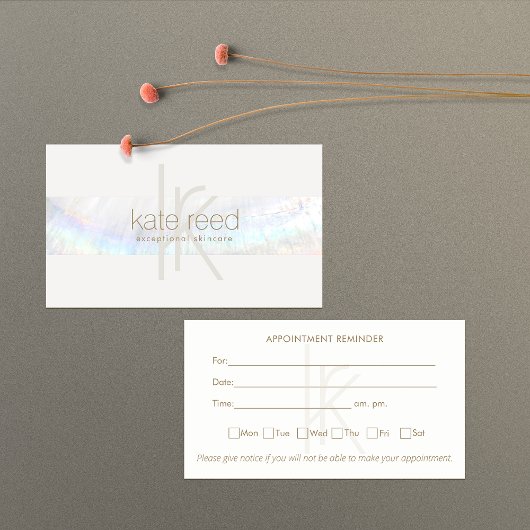 Carte De Visite Elégant Monogramme Blanc Moderne Coquillage Rendez