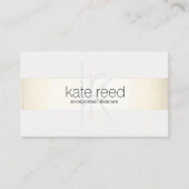 Carte De Visite Élégant Monogramme blanc moderne or rayé (Devant)