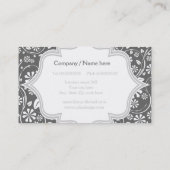 Carte De Visite Élégant monogramme blanc, motif floral gris (Dos)