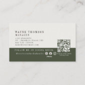 Carte De Visite Élégant Monogramme blanc vert foncé minimal (Dos)