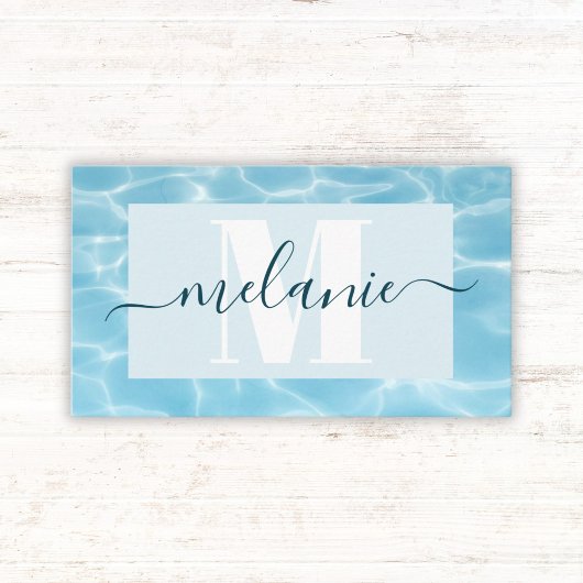 Carte De Visite Élégant Monogramme Bleu Enseignant Enseignant Entr