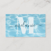 Carte De Visite Élégant Monogramme Bleu Enseignant Enseignant Entr (Devant)