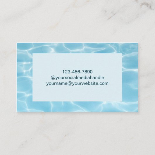 Carte De Visite Élégant Monogramme Bleu Nettoyant Piscine (Dos)