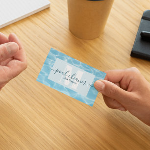 Carte De Visite Élégant Monogramme Bleu Nettoyant Piscine