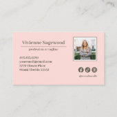 Carte De Visite Élégant Monogramme Botanique Crest Rose Green Phot (Dos)