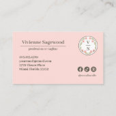 Carte De Visite Élégant Monogramme Botanique Crest Rose Vert Flora (Dos)