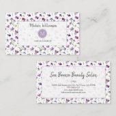 Carte De Visite Élégant Monogramme botanique moderne violet (Devant / Derrière)