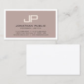 Carte De Visite Élégant Monogramme Brown Design Moderne Profession (Devant / Derrière)