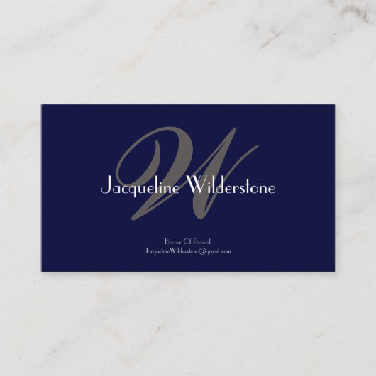 Carte De Visite Élégant Monogramme Classique & Nom Chic Profession (Devant)