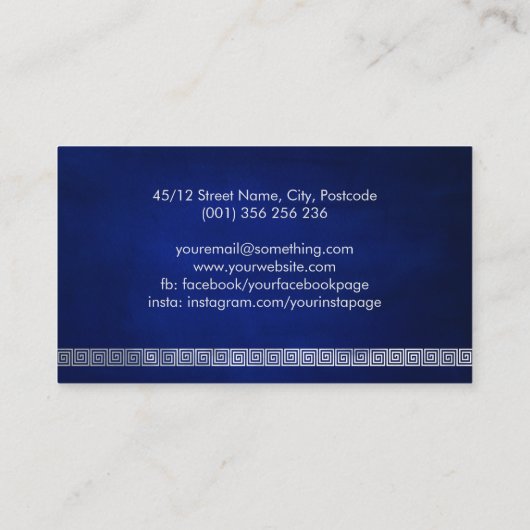 Carte De Visite Élégant Monogramme clé de méandre grec (Dos)