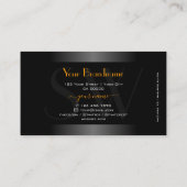 Carte De Visite Élégant Monogramme de cadre orange noir blanc (Dos)