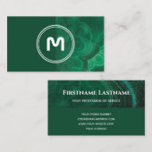 Carte De Visite Élégant monogramme de cristaux verts profondes de  (Devant / Derrière)