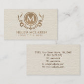 Carte De Visite Élégant monogramme de luxe avec fleur de lis (Devant / Derrière)